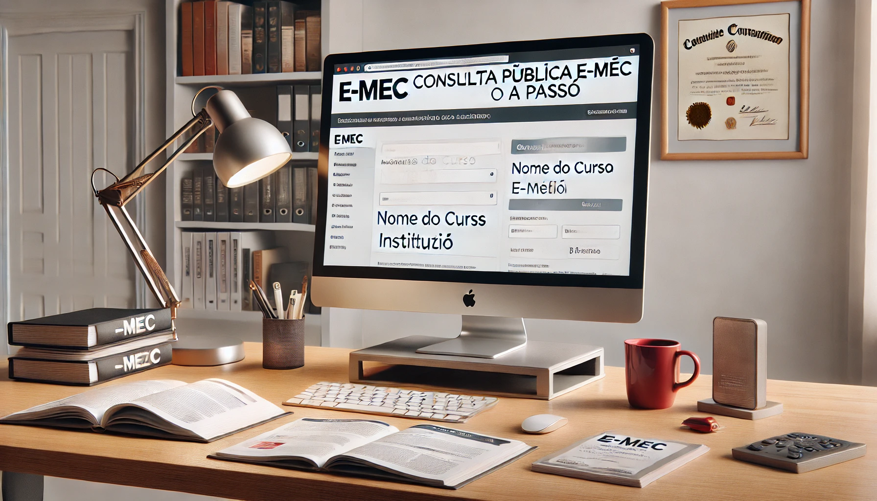 Tela do sistema oficial e-MEC demonstrando como realizar a consulta pública para verificar se uma faculdade é credenciada.